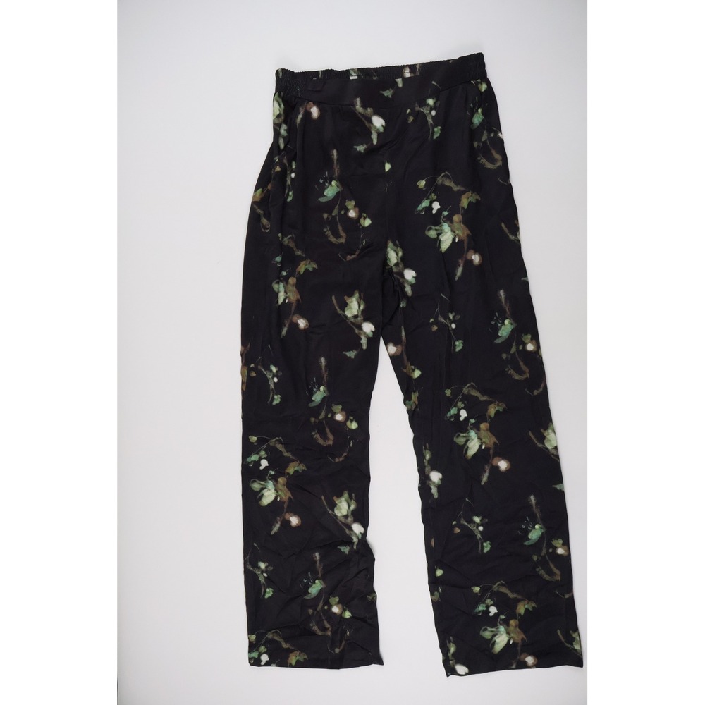Sunday Floral Print Straight Leg Lounge Pants Black Green M